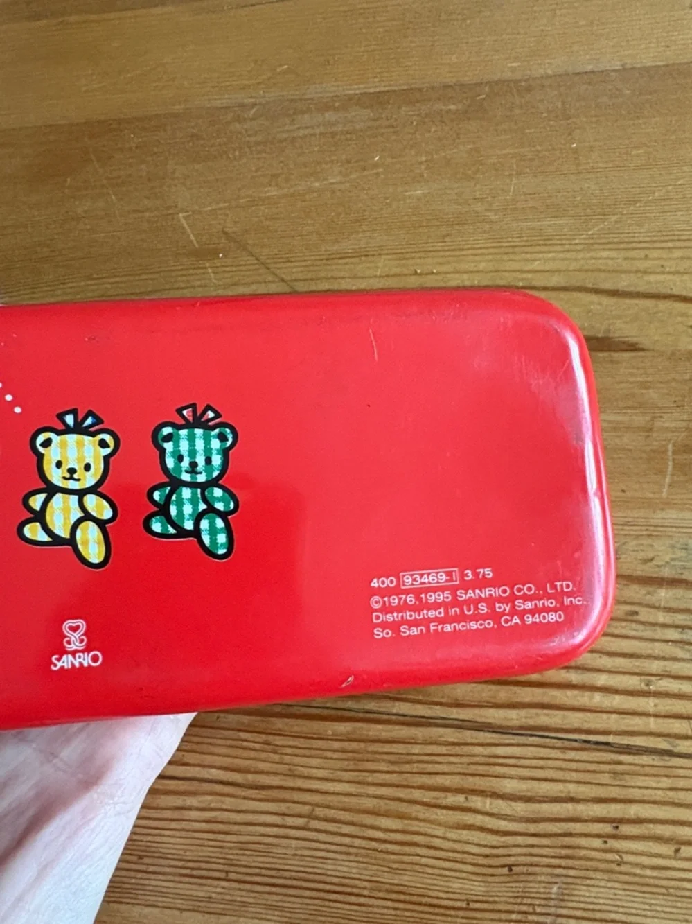 VTG Sanrio Hello Kitty Pencil Case Tin Box Red Pen Case Metal 1995 rare